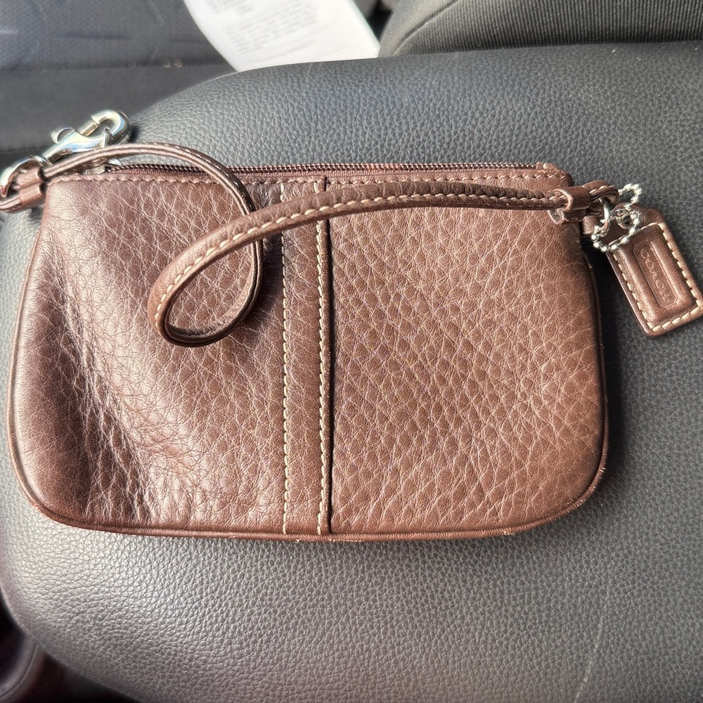 Coach Brown Leather Wristlet